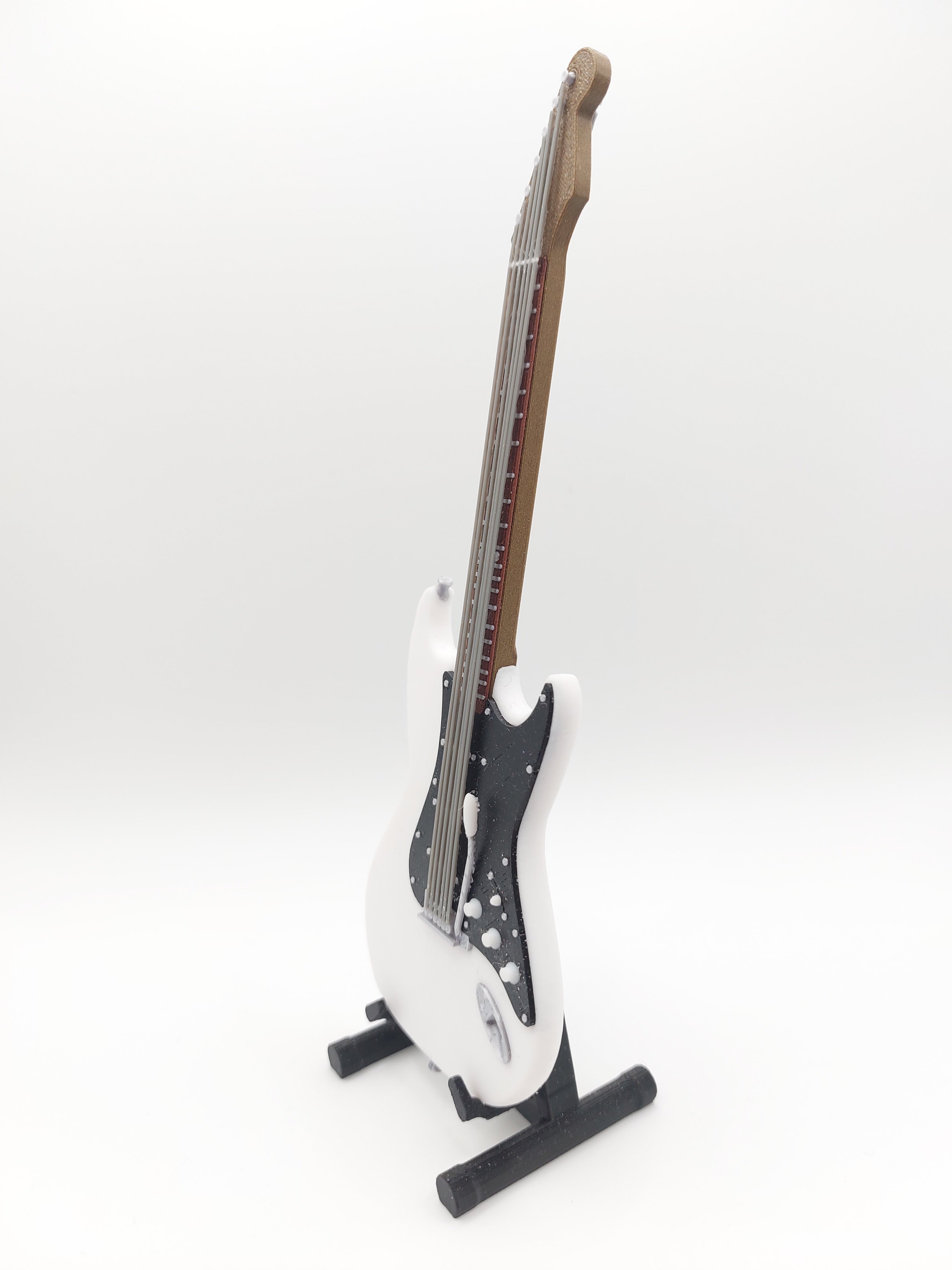 Miniatur E-Gitarre mit Gitarrenständer im Maßstab 1:6