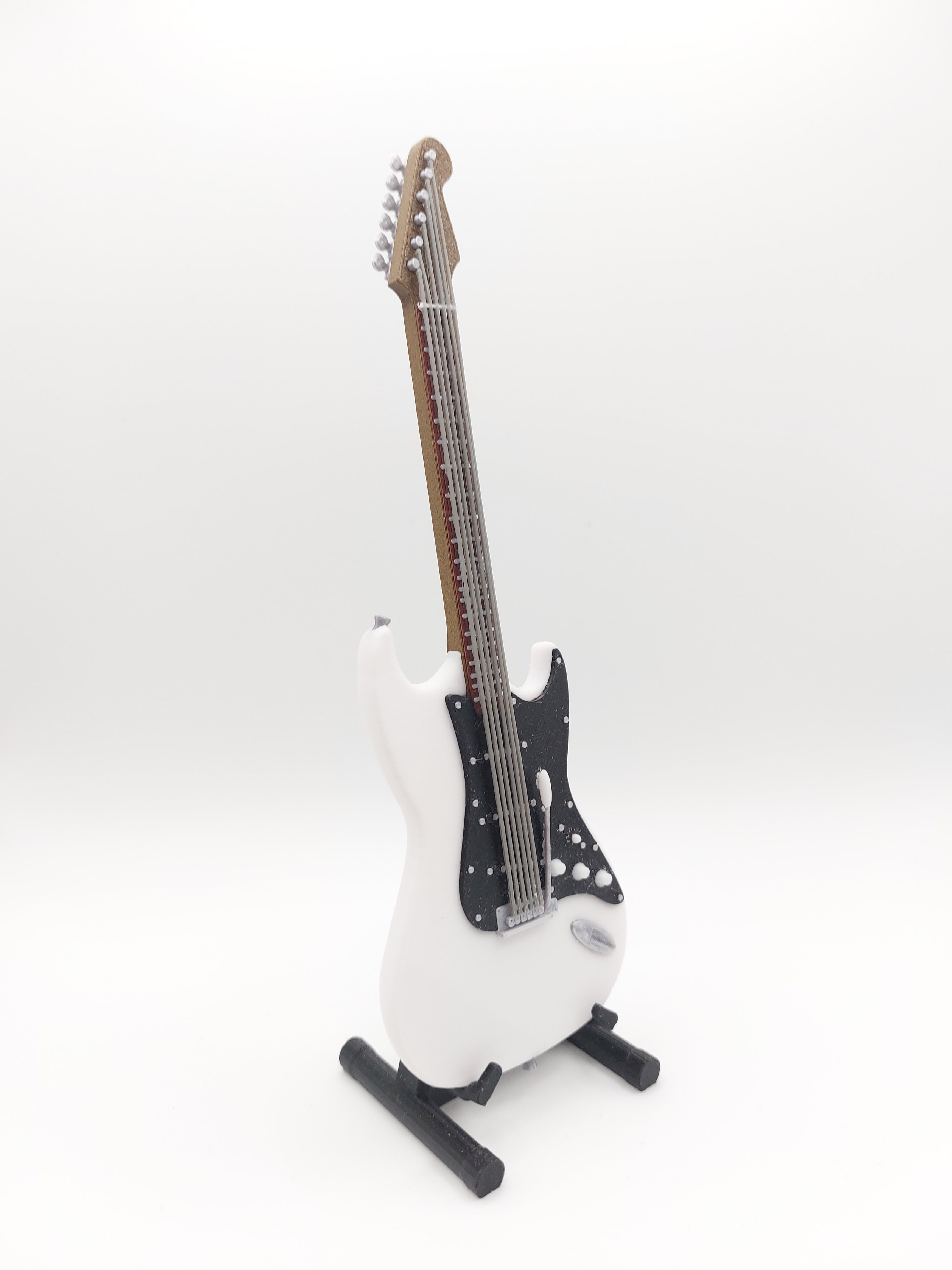Miniatur E-Gitarre mit Gitarrenständer im Maßstab 1:6