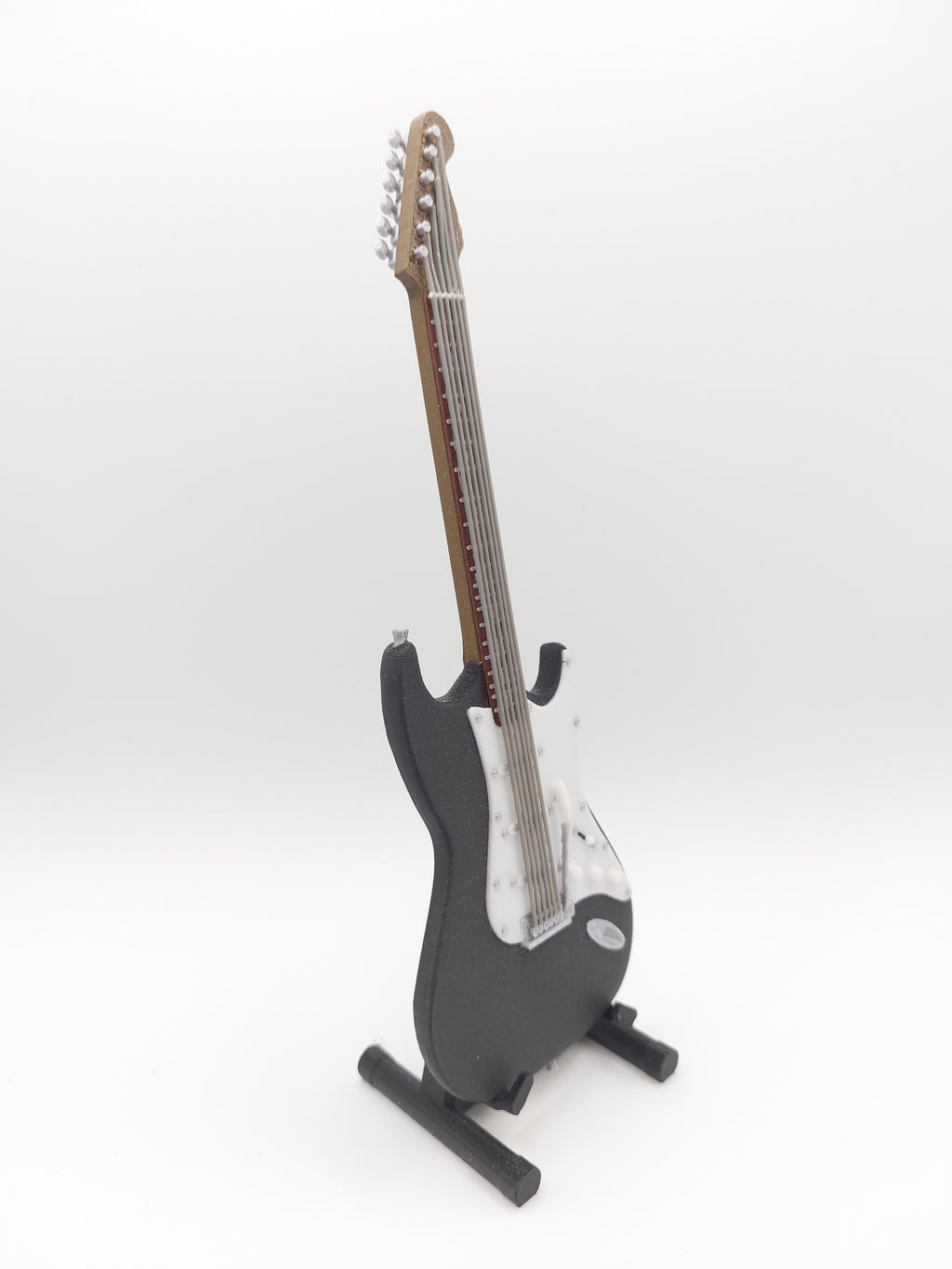Miniatur E-Gitarre mit Gitarrenständer im Maßstab 1:6