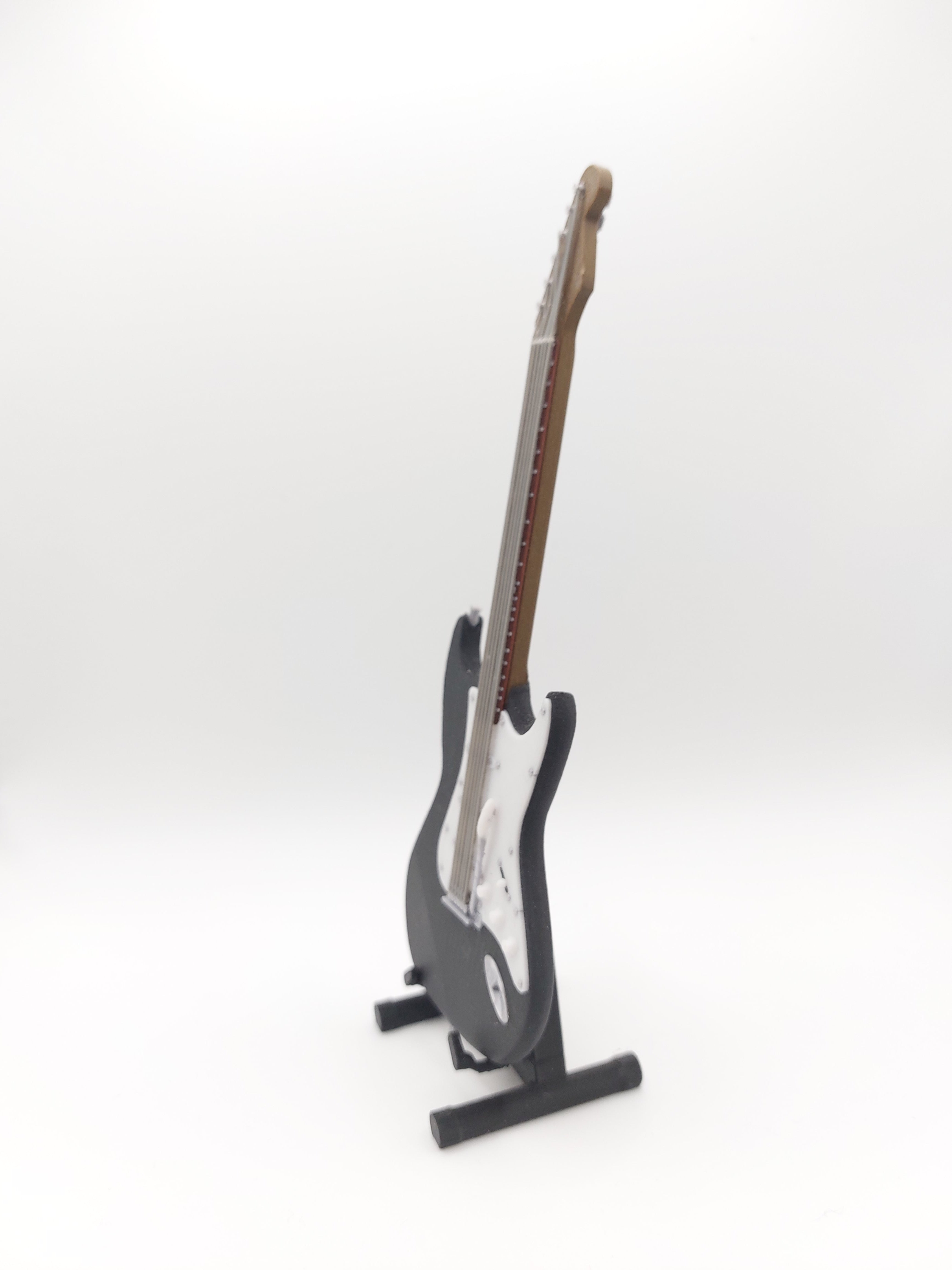 Miniatur E-Gitarre mit Gitarrenständer im Maßstab 1:6