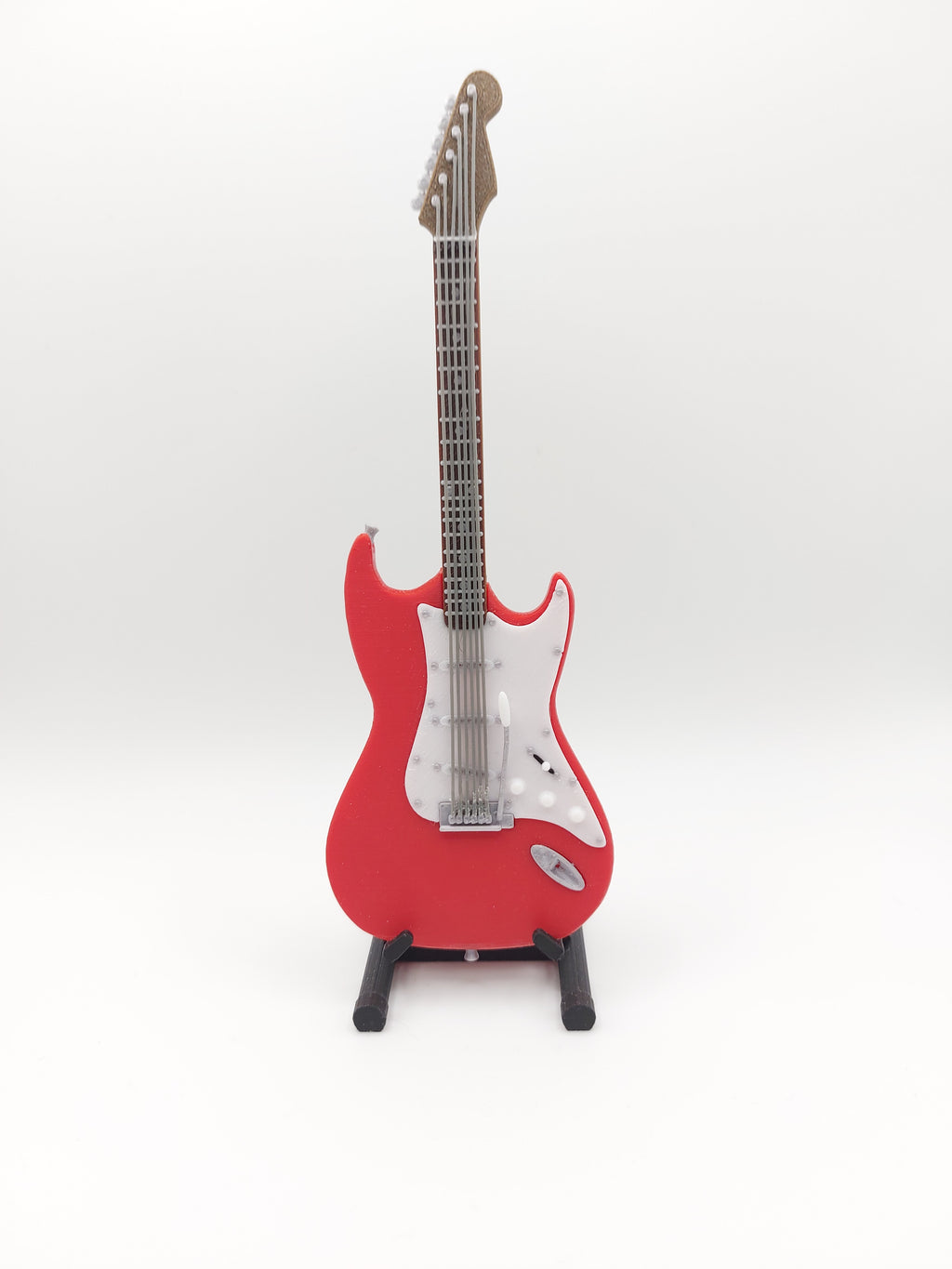 Miniatur E-Gitarre mit Gitarrenständer im Maßstab 1:6