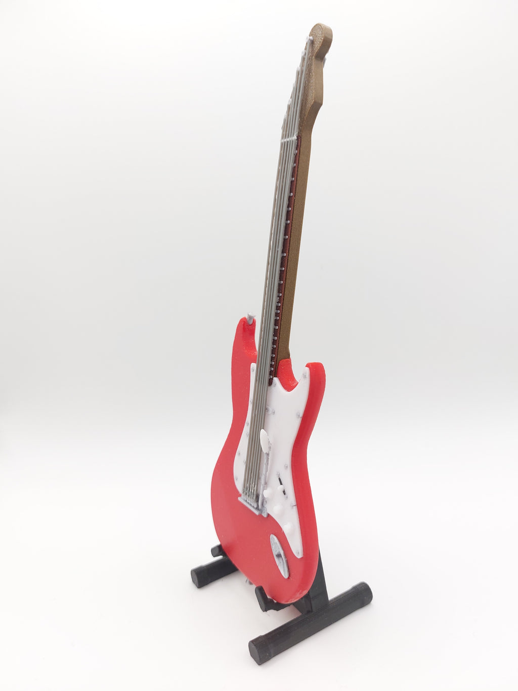 Miniatur E-Gitarre mit Gitarrenständer im Maßstab 1:6