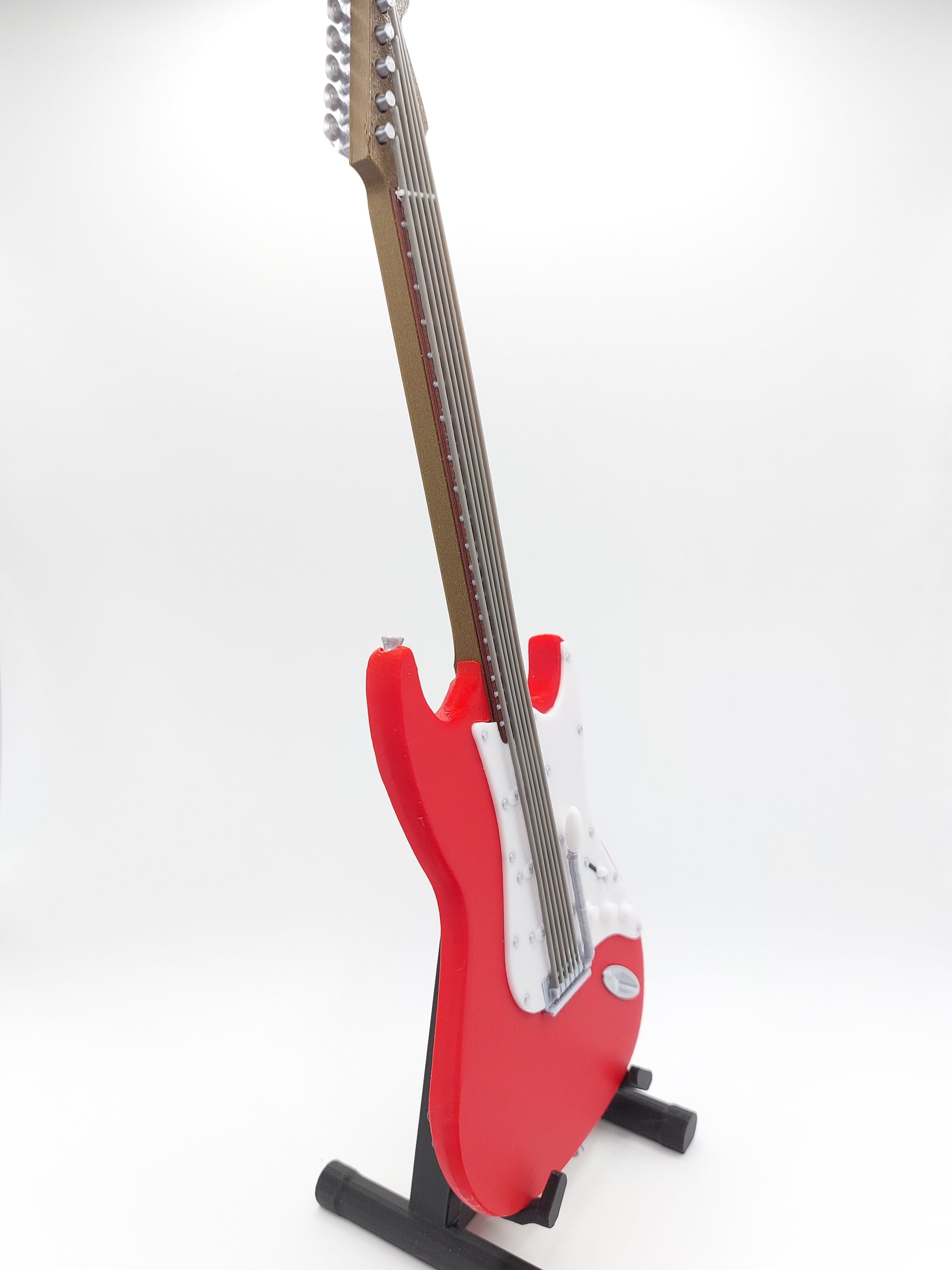 Miniatur E-Gitarre mit Gitarrenständer im Maßstab 1:4