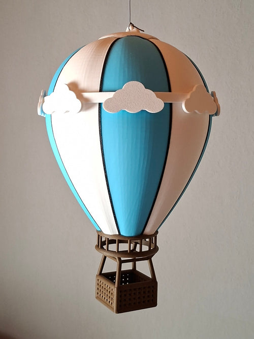 Heißluftballon Maßstab 1:87 in Einzelteilen gedruckt und Montiert Blau/Weiß