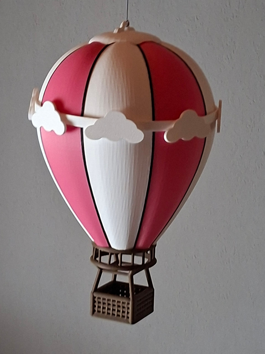 Heißluftballon Maßstab 1:87 in Einzelteilen gedruckt und Montiert Rosa/Weiß