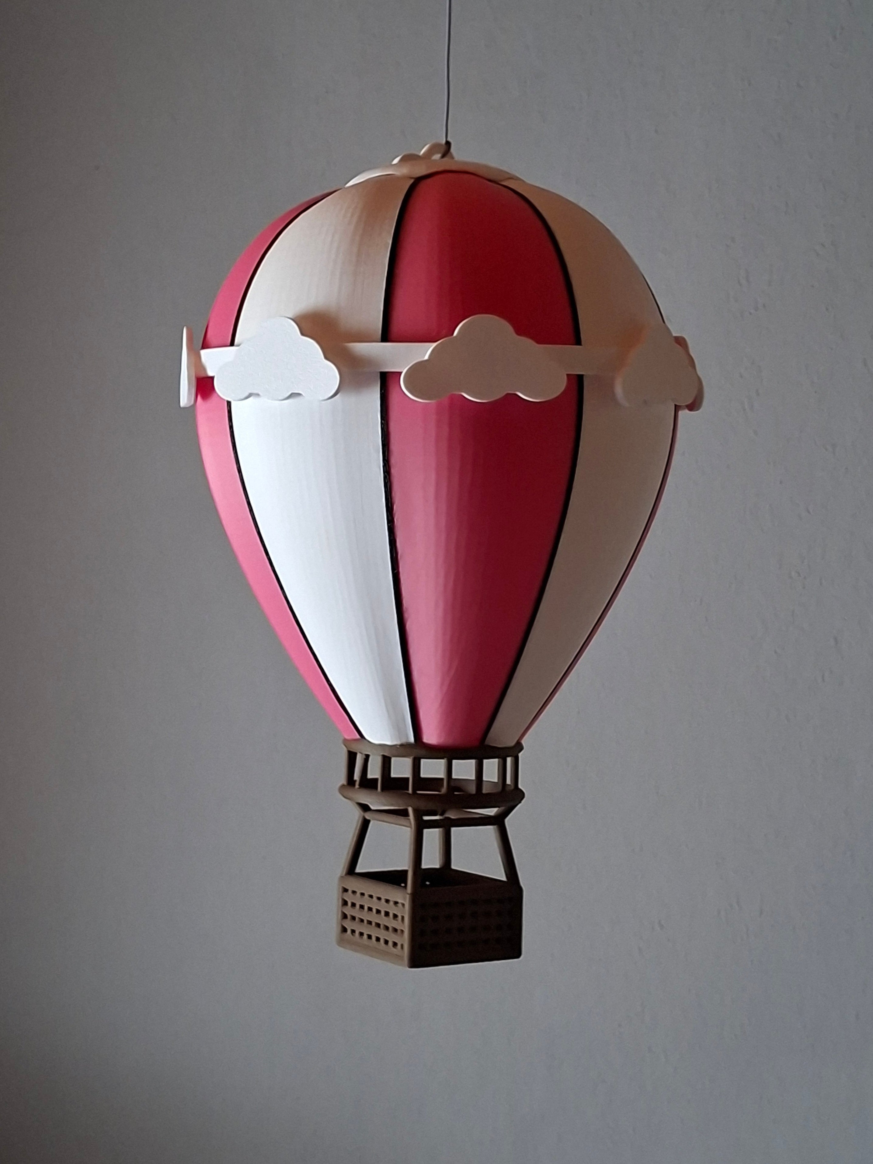 Heißluftballon Maßstab 1:87 in Einzelteilen gedruckt und Montiert Rosa/Weiß