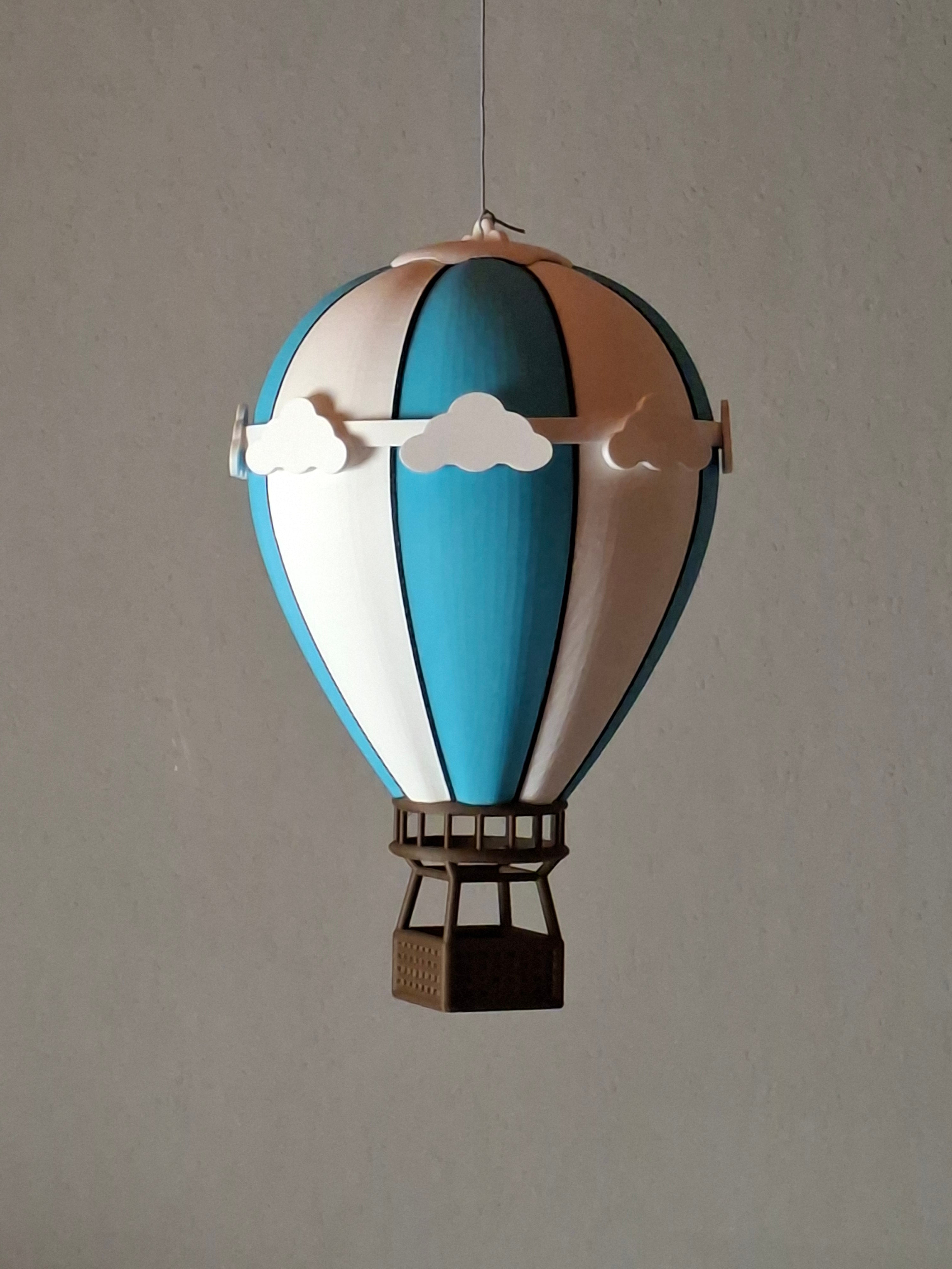 Heißluftballon Maßstab 1:87 in Einzelteilen gedruckt und Montiert Blau/Weiß